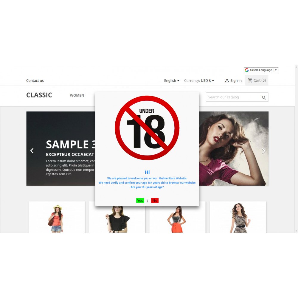 PrestaShop Age Verification(18+) Pop-Up